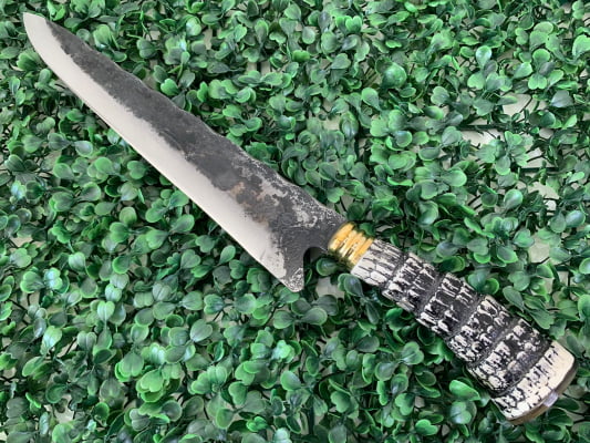 FACA ARTESANAL PARA CHURRASCO 10 POLEGADAS CABO DE RABO DE TATU SINTÉTICO