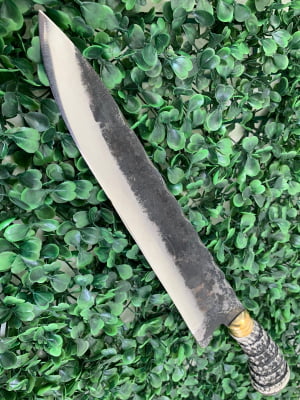 FACA ARTESANAL PARA CHURRASCO 10 POLEGADAS CABO DE RABO DE TATU SINTÉTICO