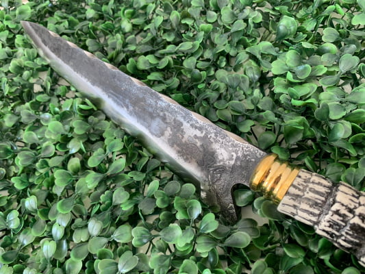 FACA ARTESANAL PARA CHURRASCO 10 POLEGADAS CABO DE RABO DE TATU SINTÉTICO