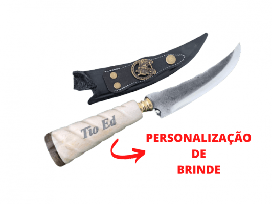 FACA ARTESANAL CURVADA PERSONALIZADA PARA CHURRASCO CABO DE OSSO