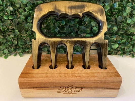 GARRA DE URSO PARA CHURRASCO ALUMÍNIO OURO ENVELHECIDO