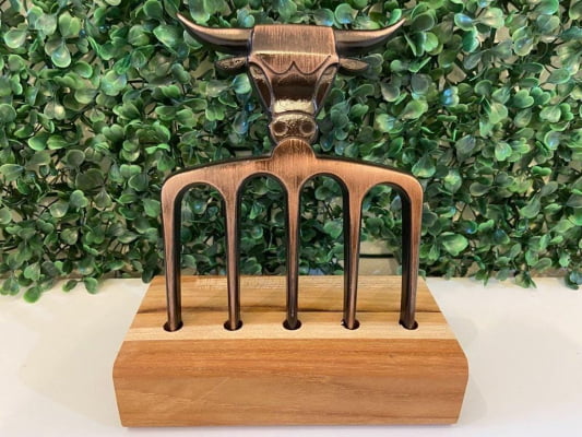 TRIDENTE PARA CHURRASCO 5 PONTAS ALUMÍNIO COBRE VELHO