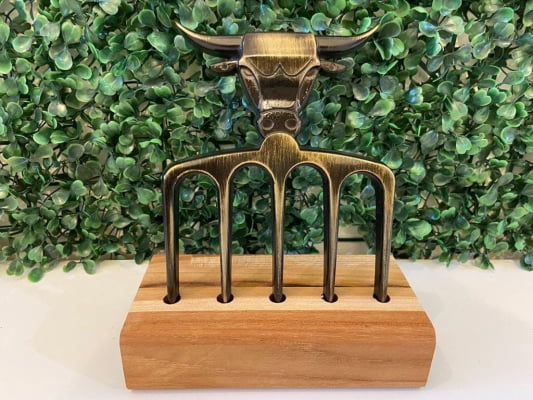 TRIDENTE PARA CHURRASCO 5 PONTAS ALUMÍNIO DOURADO