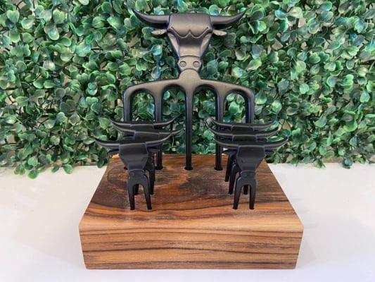 GARFO PARA CHURRASCO 5 PONTAS ALUMÍNIO PRETO