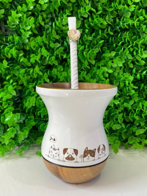 CUIA DE MADEIRA BRANCA PERSONALIZADA  - PETS