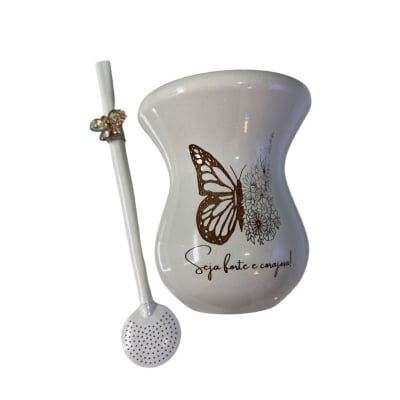 CUIA DE MADEIRA BRANCA PERSONALIZADA  - BORBOLETA