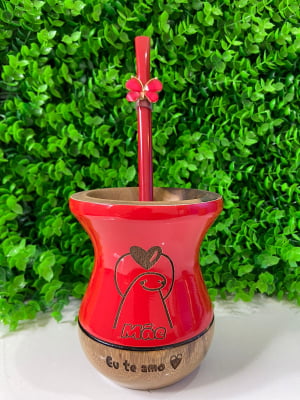 CUIA DE MADEIRA VERMELHA PERSONALIZADA  - MÃE  