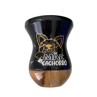 CUIA DE MADEIRA PRETA PERSONALIZADA - MÃE DE CACHORRO