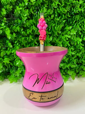 CUIA DE MADEIRA ROSA PERSONALIZADA  - MÃE RAINHA