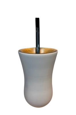 CUIA DE CHIMARRÃO DE MADEIRA CANUDO - COR CINZA