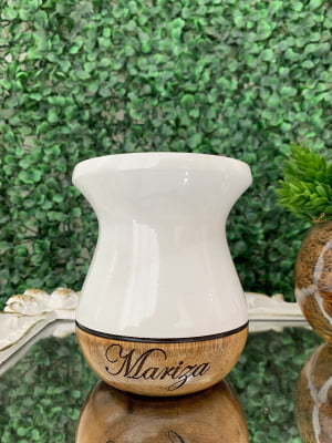 CUIA DE MADEIRA BRANCA PERSONALIZADA COM FOTO