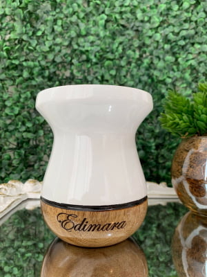 CUIA DE MADEIRA BRANCA PERSONALIZADA COM FOTO