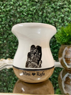 CUIA DE MADEIRA BRANCA PERSONALIZADA COM FOTO