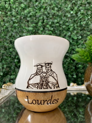 CUIA DE MADEIRA BRANCA PERSONALIZADA COM FOTO