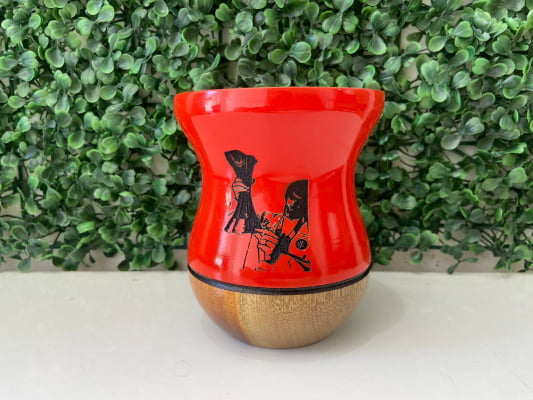 CUIA DE MADEIRA PERSONALIZADA VERMELHA