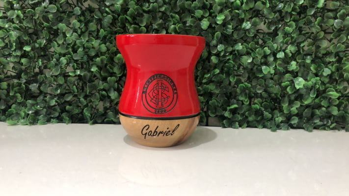 CUIA DE MADEIRA PERSONALIZADA VERMELHA