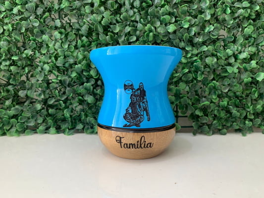 CUIA DE MADEIRA PERSONALIZADA AZUL