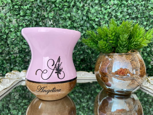 CUIA DE MADEIRA PERSONALIZADA ROSA