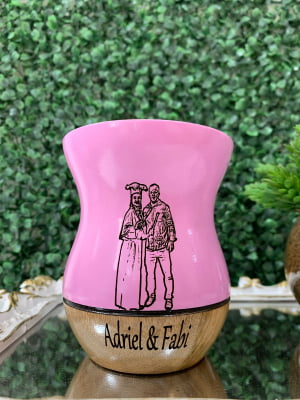 CUIA DE MADEIRA PERSONALIZADA ROSA