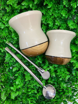 KIT  CHIMARRÃO CUIA E BOMBA TAL MÂE (PAI) TAL FILHO(A) - KIT BRANCO 