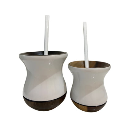 KIT  CHIMARRÃO CUIA E BOMBA TAL MÂE (PAI) TAL FILHO(A) - KIT BRANCO 