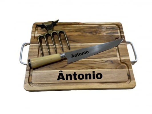 KIT CHURRASCO TÁBUA E FACA CAMPEIRA DE OSSO