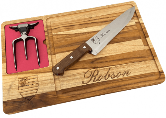 KIT PERSONALIZADO TÁBUA, TRIDENTE E FACA