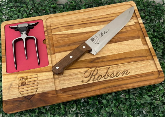 KIT PERSONALIZADO TÁBUA, TRIDENTE E FACA