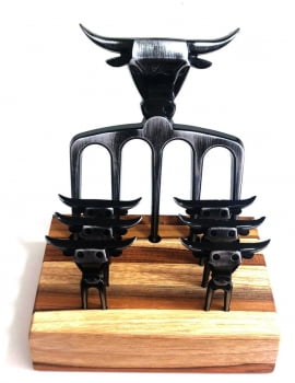 KIT GARFOS 5 PONTAS PARA CHURRASCO ALUMÍNIO PRETO