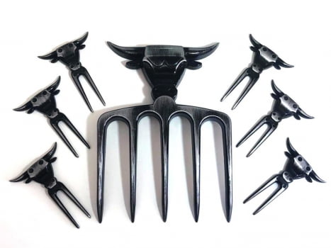 KIT GARFOS 5 PONTAS PARA CHURRASCO ALUMÍNIO PRETO