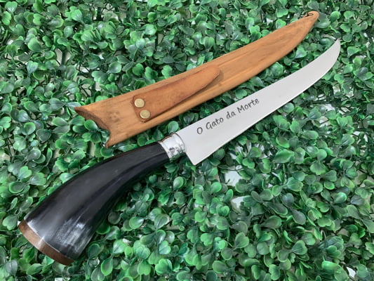 FACA INOX ARTESANAL PERSONALIZADA PARA CHURRASCO CABO DE CHIFRE