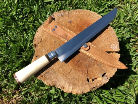 FACA ARTESANAL PARA BRINDE INOX 12 POLEGADAS CABO DE OSSO