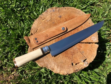 FACA ARTESANAL PARA BRINDE INOX 12 POLEGADAS CABO DE OSSO