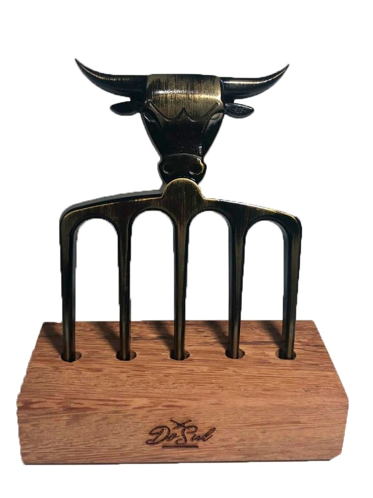 TRIDENTE PARA CHURRASCO 5 PONTAS ALUMÍNIO DOURADO